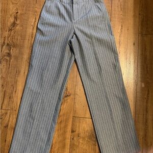 Women's Gray Pinstripe Trousers - Tailored Straight-Leg